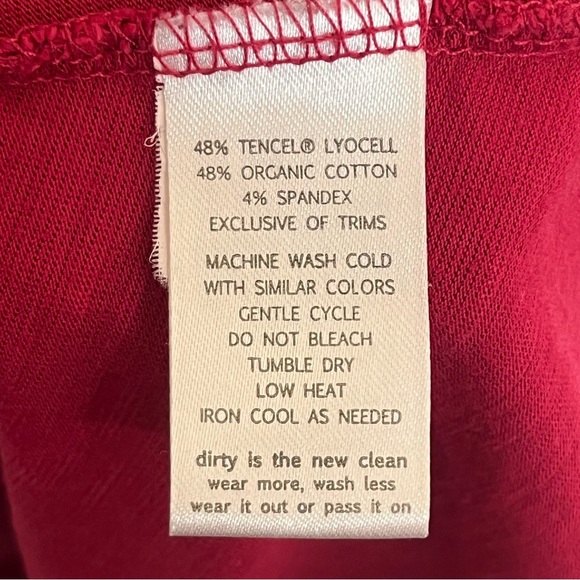 Horny Toad Rosalinda Dress Size Medium Red Organic Cotton Blend Ruched Midi - Picture 6 of 12